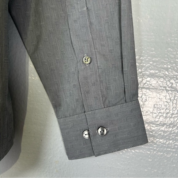 Calvin Klein Grey Men's Slim Fit Non Iron Stretch Dress Shirt 15‎ 1/2 NWT - Picture 8 of 11